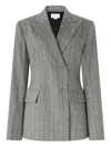 Genny Pinstripe Crystal-embellished Jacket In Gray