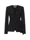 Genny Pinstripe-pattern Knotted Jacket In Black