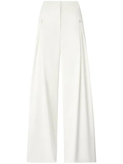 Genny Pleat-detail Palazzo Pants In White