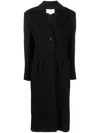 Genny Pleat-detail Single Breasted Coat In Black
