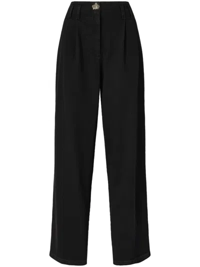 Genny Pleat-detail Wide-leg Jeans In Black