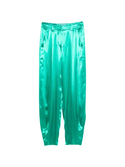 Genny Pleated Tapered Trousers In Green
