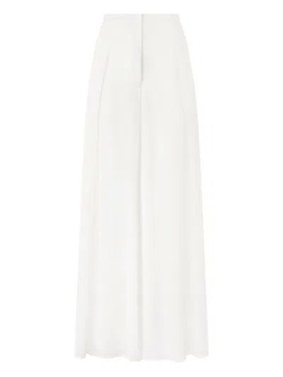 Genny Pleated Wide-leg Trousers In White