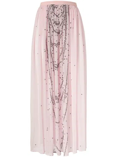 Genny Plissé Maxi Skirt In Pink