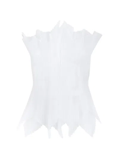 Genny Plissé-effect Top In White