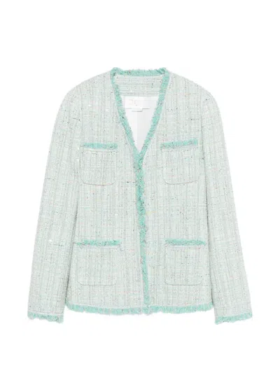Genny Pocket Fringed Jacket In Green
