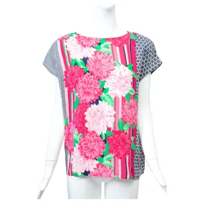 Pre-owned Genny Print Silk Top In Gray