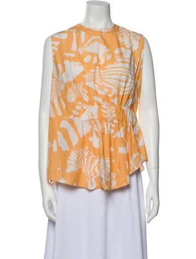 Pre-owned Genny Printed Crew Neck Blouse In Orange