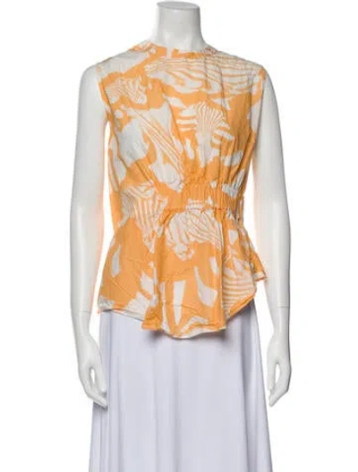 Pre-owned Genny Printed Crew Neck Blouse In Orange