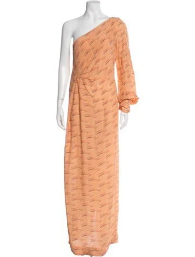 Pre-owned Genny Printed Long Dress In Orange