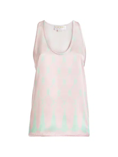 Genny Printed Silk-satin Top In Neutral