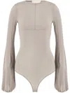 Genny Puff-sleeve Bodysuit In Neutrals