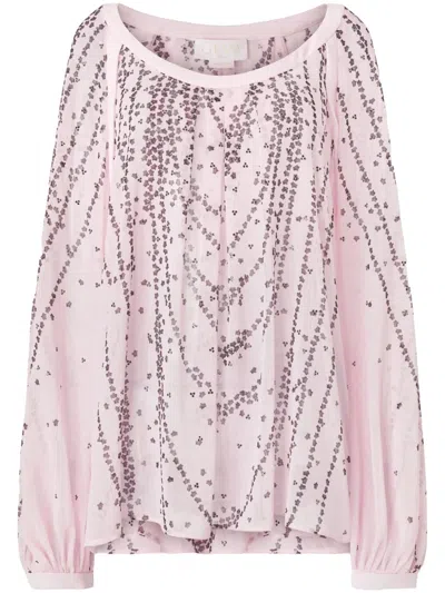 Genny Rhinestone-embellished Blouse In Pink