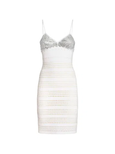 Genny Rhinestone-embellished Mini Dress In White