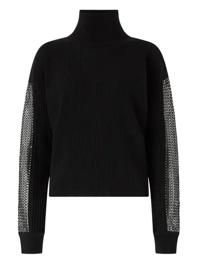 Genny Rhinestone-embellished Turtleneck Sweater In Black