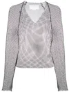Genny Rhinestone-embellished V-neck Top In Black