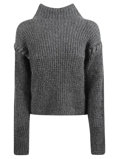 Genny Rib Knit Jumper In Grey