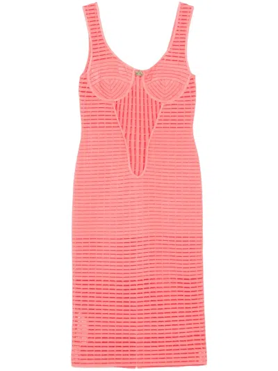 Genny Ribbed Midi Dress In Pink