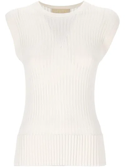 Genny Ribbed Sleeveless Sweater In White