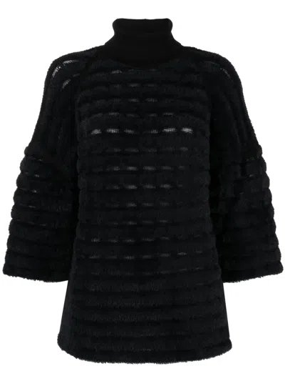 Genny Roll-neck Textured-finish Jumper In Black