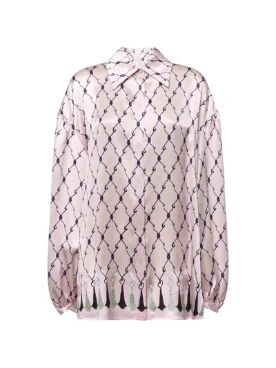 Genny Rope-print Silk Shirt In Pink