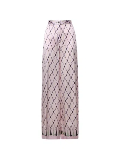 Genny Rope-print Silk Trousers In Neutral