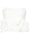 Genny Ruched-appliqué Strapless Blouse In White