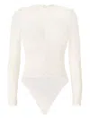 Genny Ruched Long-sleeve Bodysuit In White