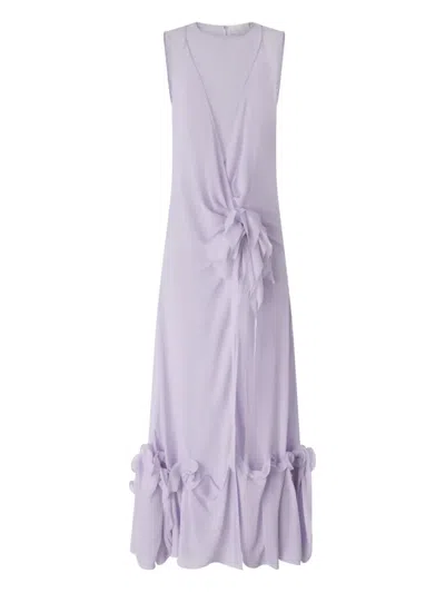 Genny Ruffled Silk Dress In Purple