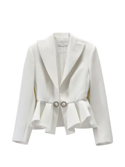 Genny Ruffled-hem Crystal-embellished Jacket In White