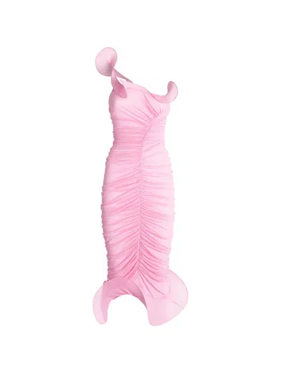 Genny Ruffled-trim Midi Dress In Pink