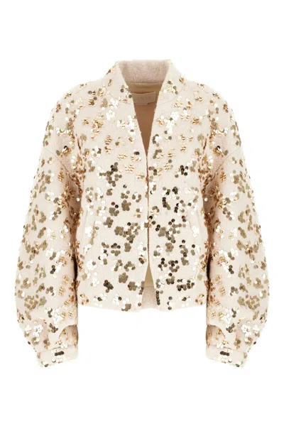 Genny Sand Polyester And Wool Blazer In Neutral
