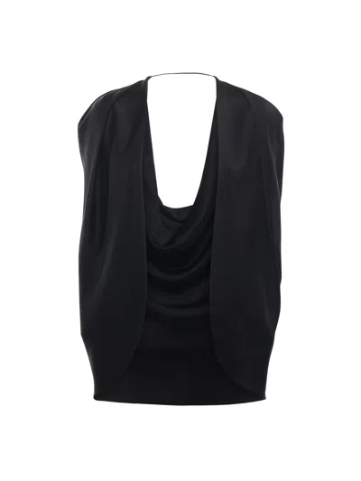 GENNY SATIN CAPE WITH DRAPE