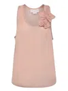 Genny Pink Satin Top With Flower