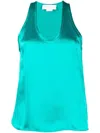 Genny Satin Scoop-neck Tank Top In Green