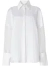 Genny Satin Shirt With French Cuffs And Long Sheer Sleeves In White