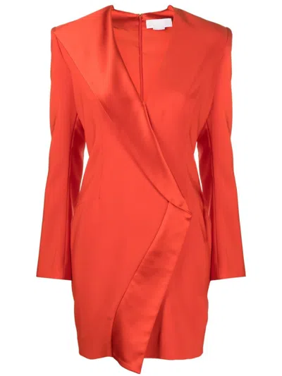 Genny Satin-trimmed Tailored Minidress In Red