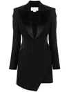 Genny Satin-trimmed Tailored Minidress In Black