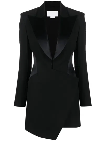 Genny Satin-trimmed Tailored Minidress In Black