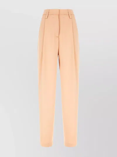 Genny Satin Trousers With Belt Loops And Pockets In Beige