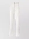 Genny Satin Trousers With Button Detail And Flared Leg In White