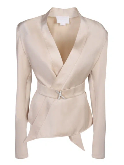 GENNY SATIN WRAP JACKET IN POWDER COLOR