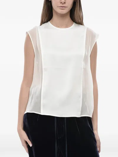 Genny Satin-chiffon Top In White