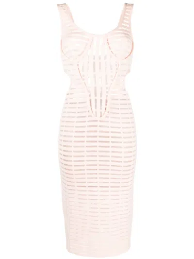 Genny Scoop-neck Cut-out Detailing Dress In Pink