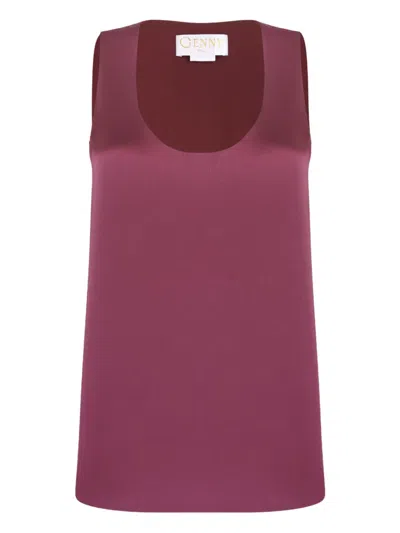 Genny Scoop-neck Side-split Top In Purple