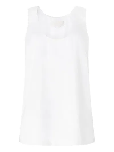 Genny Scoop-neck Side-slit Top In White