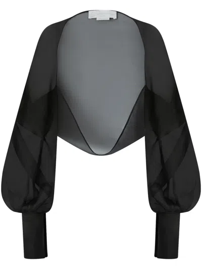 Genny Semi-sheer Bolero In Black