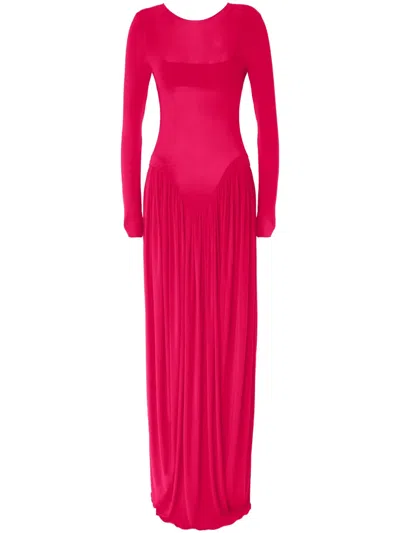 Genny Semi-sheer Maxi Dress In Pink