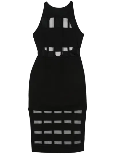Genny Semi-sheer Mdi Dress In 黑色