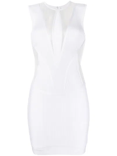 Genny Semi-sheer Sleeveless Mini Dress In White